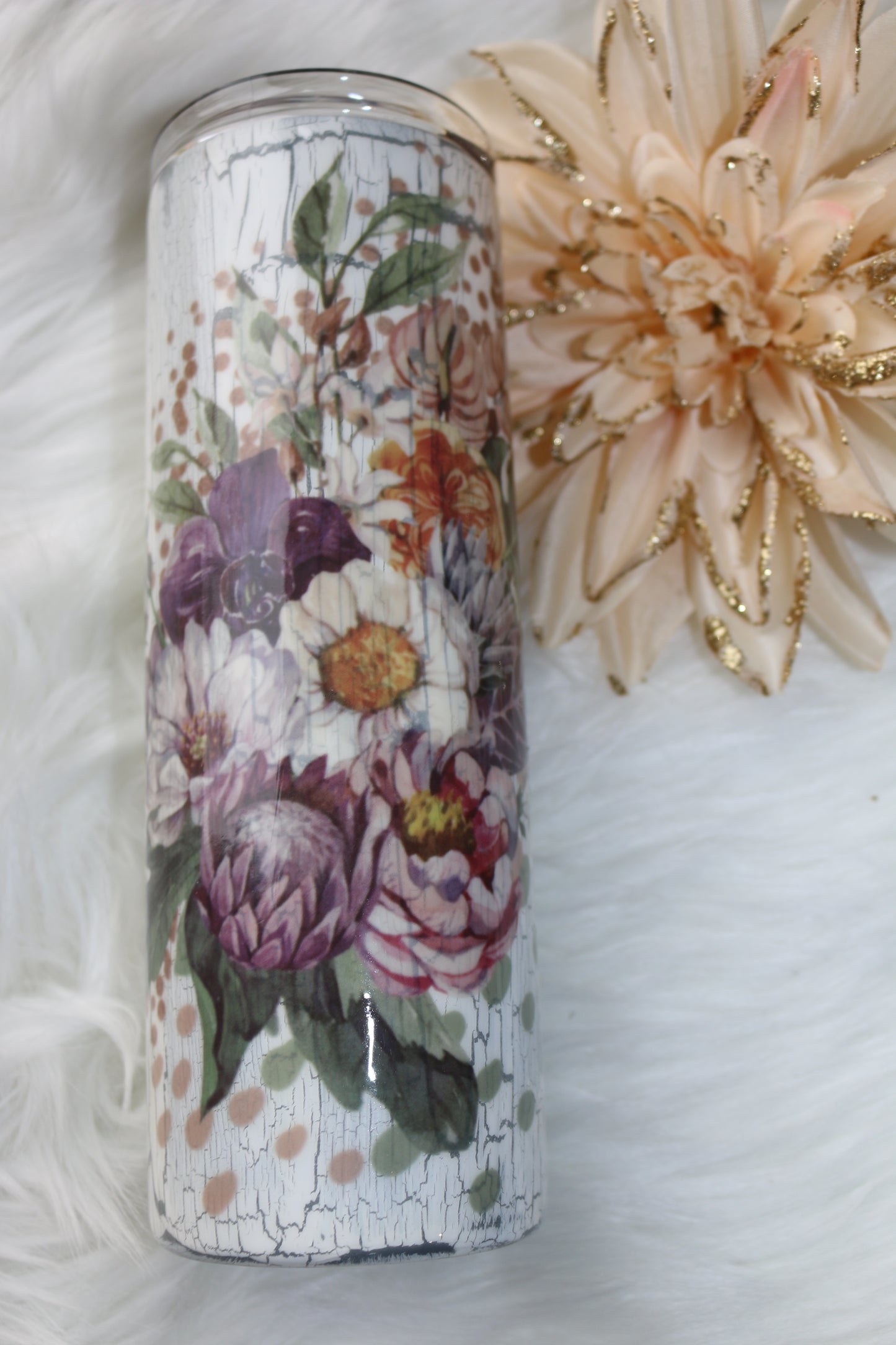 20 oz Floral Crackle Stainless Steal Tumbler