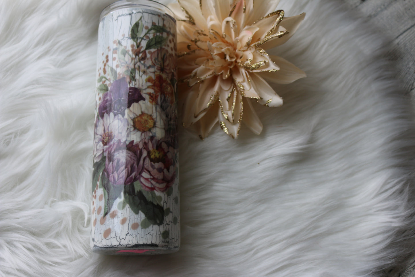 20 oz Floral Crackle Stainless Steal Tumbler