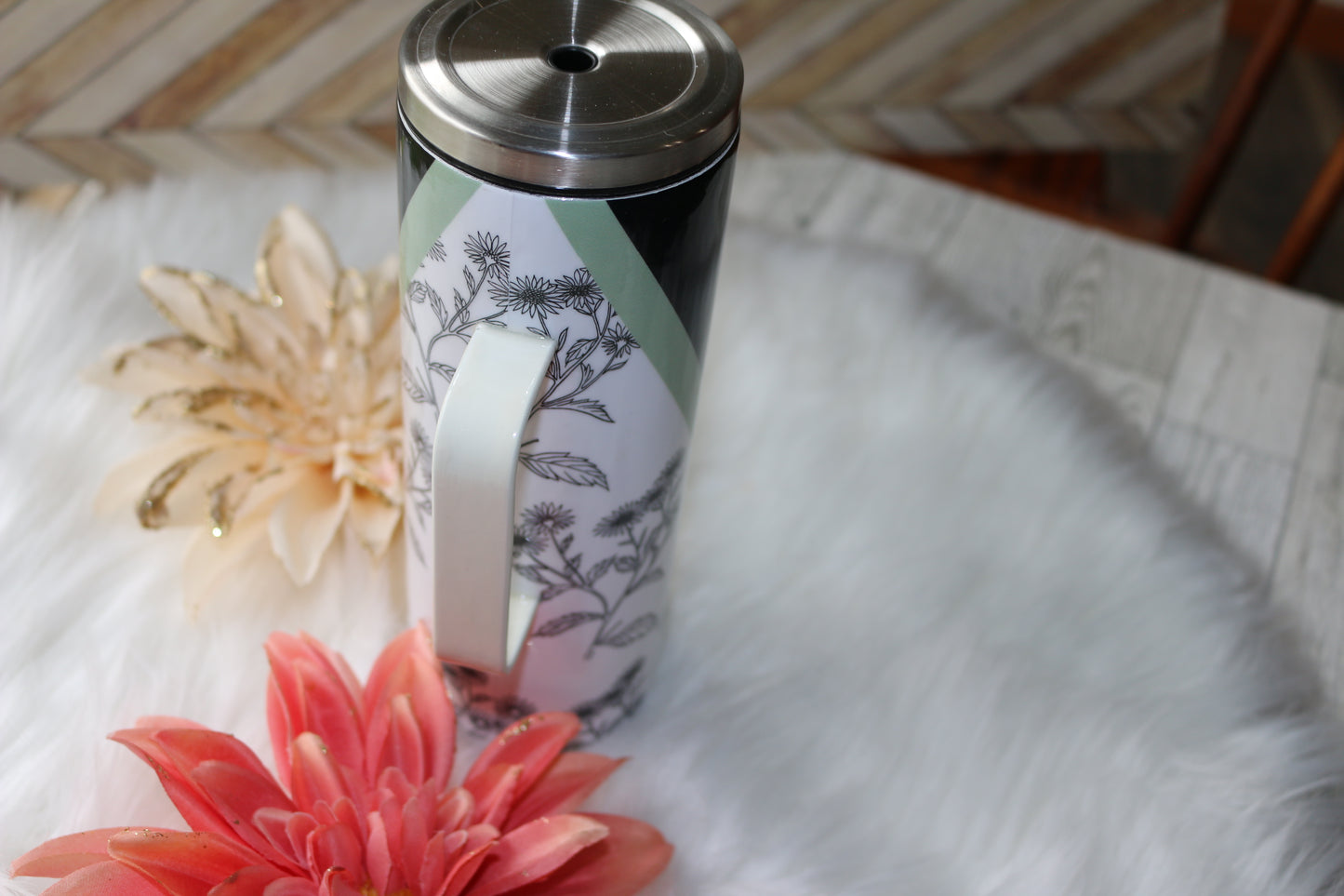 20 oz screw- top stainless lid V-split "Over Your Dead Body" Stainless Steal Tumbler with a handle