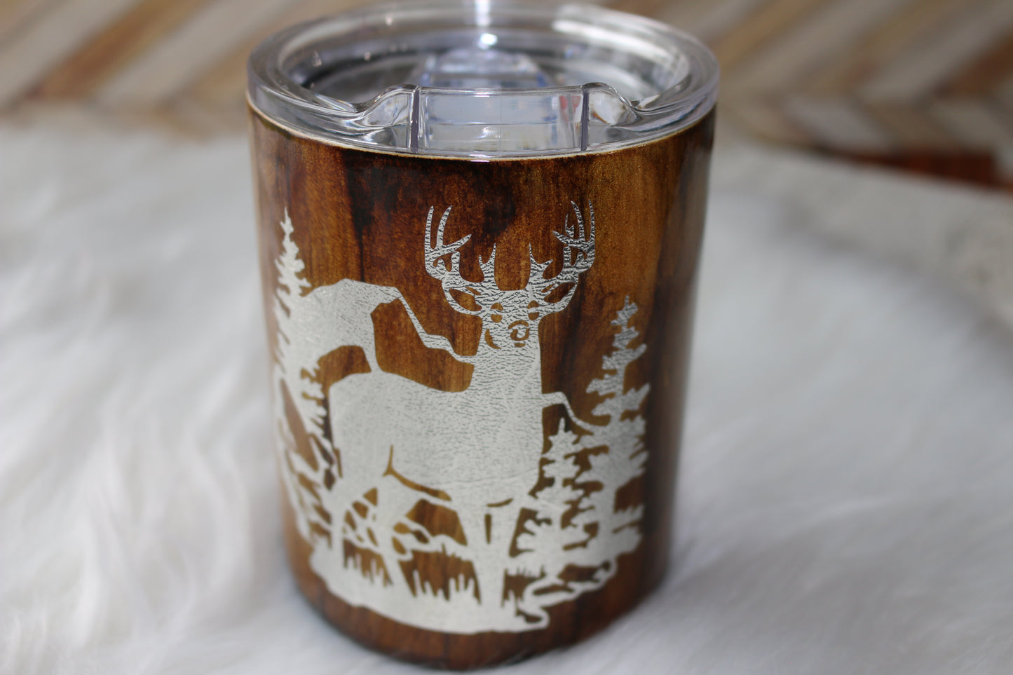 10 oz Deer with Mountain Woodgrain Stainless Steal Tumbler