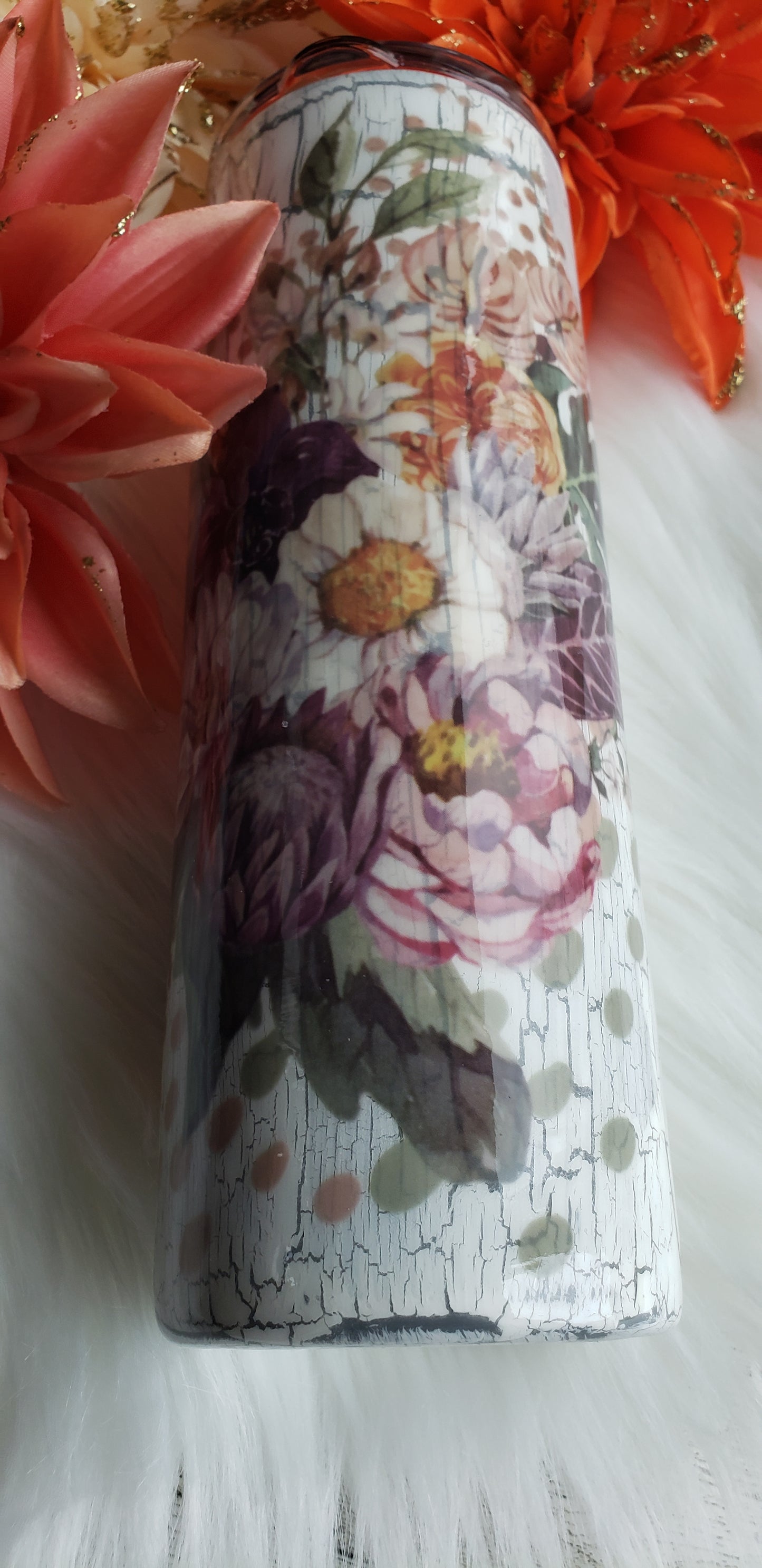20 oz Floral Crackle  Stainless Steal Tumbler